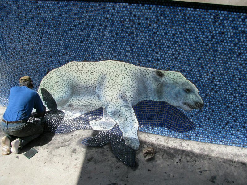 Mama Polar Bear, life size of 9’ long